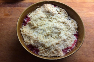 Raspberry and apple crumble