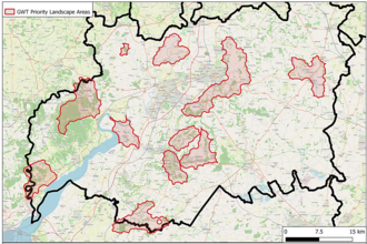 Map of Gloucestershire Wildlife Trust's Priority landscape Areas