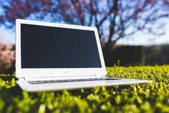 Laptop on the grass 