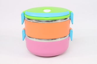Colourful lunch box metal stacked 