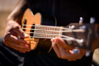 Ukulele being played by one person