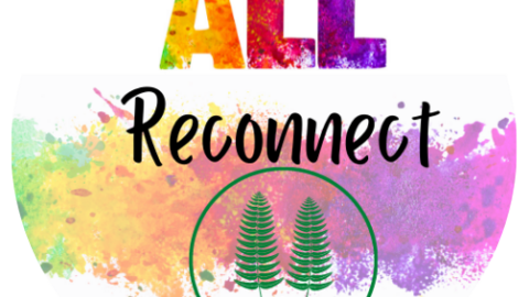 Logo for Festiv-ALL Inclusive Festival in Gloucestershire. Fern symbols and 'Reconnect' theme. July 2021