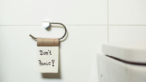 Empty Loo Roll saying Don't panic on last sheet