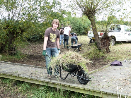 Students at Badgeworth nature reserve