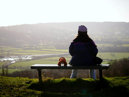 Sat on a bench enjoying the view at Robinswood Hill