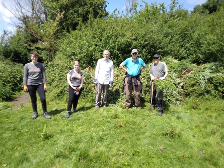 Pockett’s Orchard volunteers tackling invasive creeping thistles in July 2022