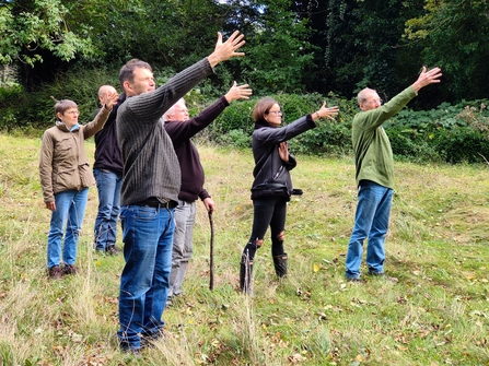 Tree inspection volunteers taking part in training with the Arboricultural Association