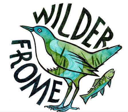A blue and green bird with the words Wilder Frome around it.