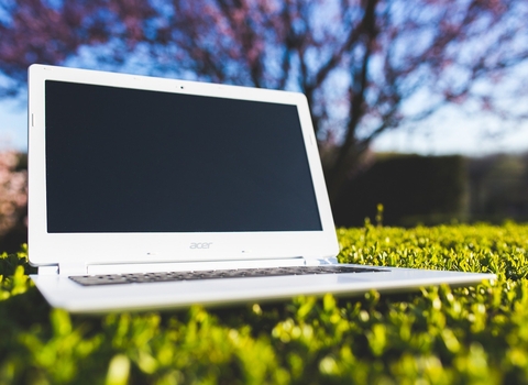 Laptop on the grass 