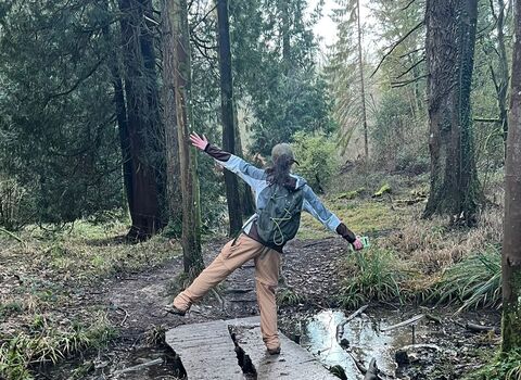 Eloise enjoying the woods